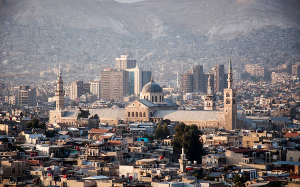 damascus syria cityscape with omayyad mosque